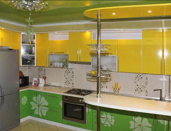 Кухня желто-зеленая фото