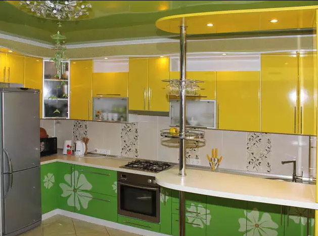 Кухня желто-зеленая фото