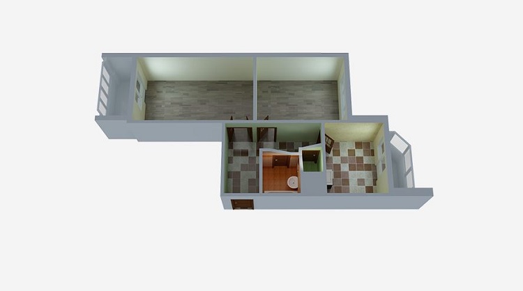 3д схема планировки двухкомнатной квартиры 60 кв.метра