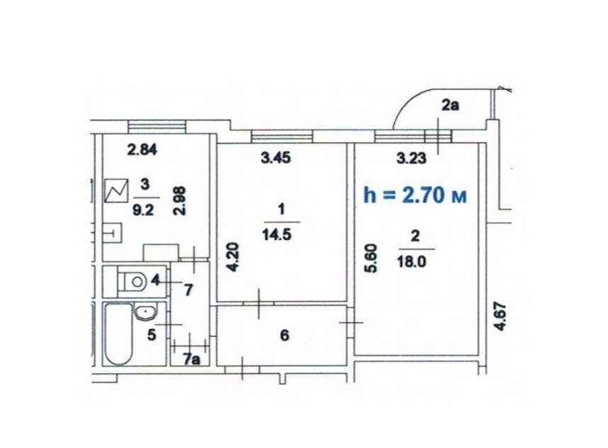 Схема двушки 54кв м в панельном доме п-3м